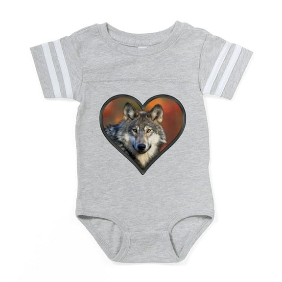 CafePress - Wolf Heart - Cute Infant Baby Football Bodysuit