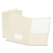 Oxford Twin-Pocket Folder, Embossed Leather Grain Paper, 0.5" Capacity, 11 x 8.5, White, 25/Box