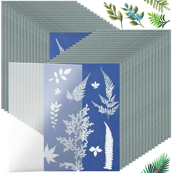 Sun Print Paper Kit Cyanotype Paper Sun Art Paper Sensitivity Nature Printing Paper Solar Drawing Paper A5 5.8 x 8.3 Inch Sun Paper Kit for Kids Adults DIY Arts Crafts Project