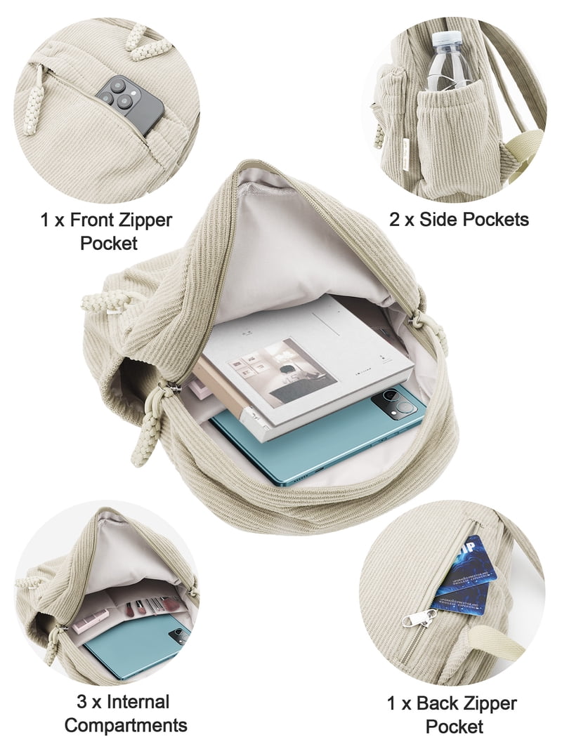 EEEkit Small Corduroy Backpack, Lightweight Travel Bag with  display picture 1