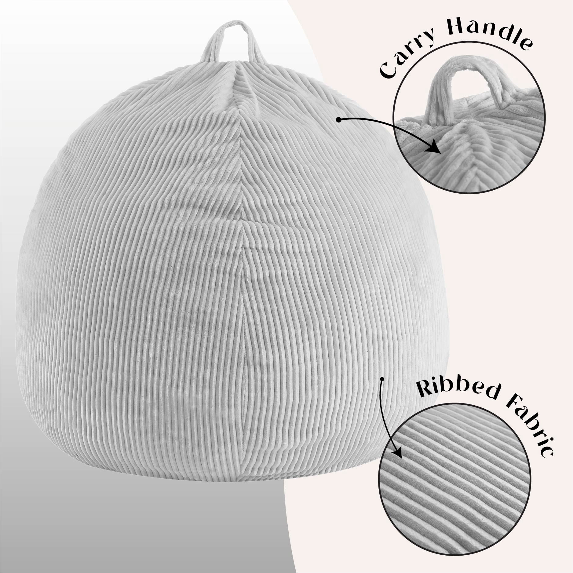 Urban Shop , Ribbed Compressed Foam Kids and Teen Chair, Platinum Silver