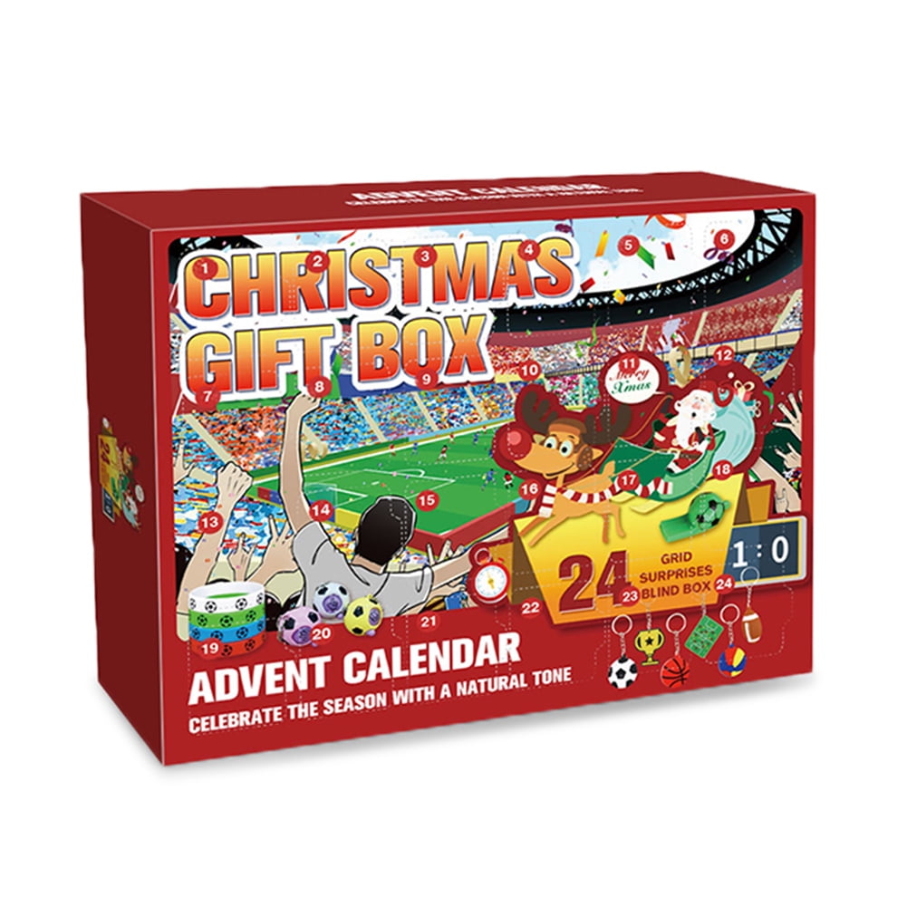 Yegsfteu Soccer Ball Gift Box Toys 24 Grids Christmas Countdown Advent