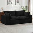 thumbnail image 5 of Aukfa 78.8" Cloud Comfy Sofa, 24" Deep Seat Loveseat Couch, Corduroy Modular Boneless Couch for Living Room, Black, 5 of 8