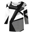 thumbnail image 4 of Viluyesy Round Neck T-Shirt for Womens 3/4 Sleeves Shirt Tops Loose Blouse Gray Size 5XL, 4 of 4