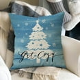 thumbnail image 5 of Winter Snowflake Decorative Throw Pillow Covers 20 x 20 Set of 4, Let It Snow Blue Christmas Tree Leaves Outdoor Pillowcase, Get Cozy Seasonal Holiday Farmhouse Cushion Case Home Decor, 5 of 6