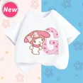 thumbnail image 3 of Camiseta de manga corta para niños con letras de la A a la Z de My Melody Anime, camiseta de algodón de verano para niños de Sanrio, regalo de cumpleaños kawaii suave con forma de corazón para niñas, 3 of 5