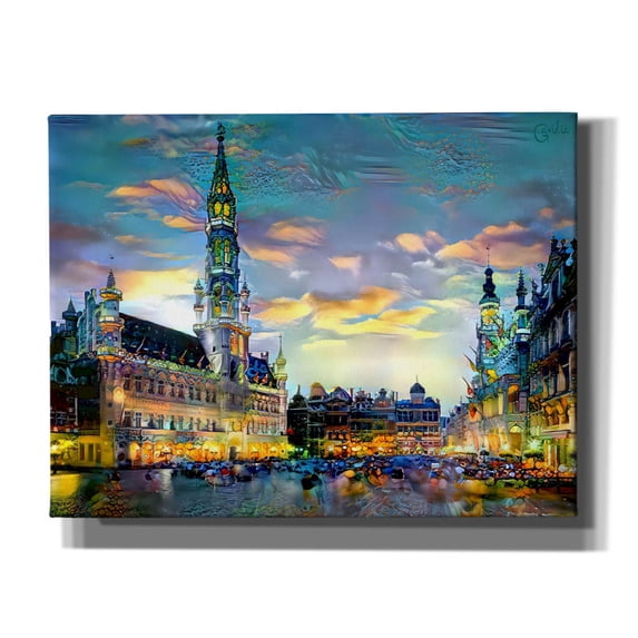 Epic Graffiti 'Brussels Belgium Night' by Pedro Gavidia, Canvas Wall Art, 34"x26"