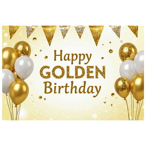 LUUFILx Glittery Golden Happy Golden Birthday Banner Backdrop Background Party Decoration