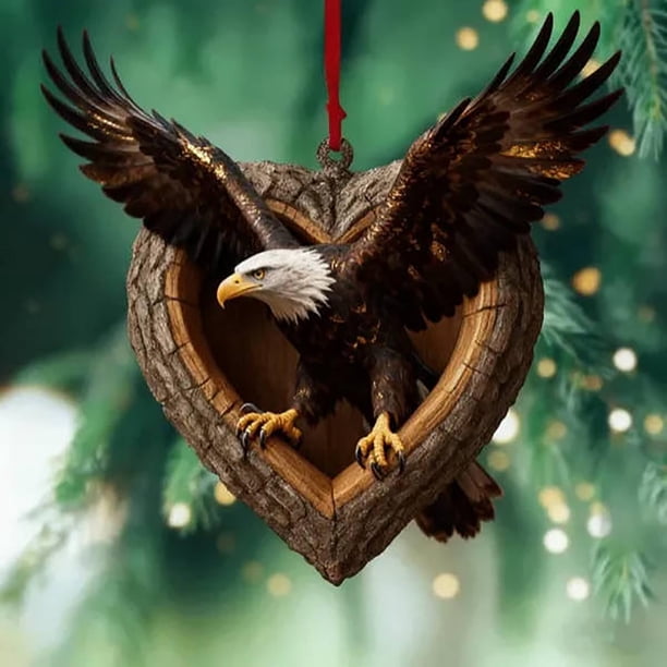Adorno navideño de animal, decoración de animal del bosque en forma de corazón, adorno colgante para árbol de Navidad, regalo para amantes de los animales para decoración del hogar en interiores y ex