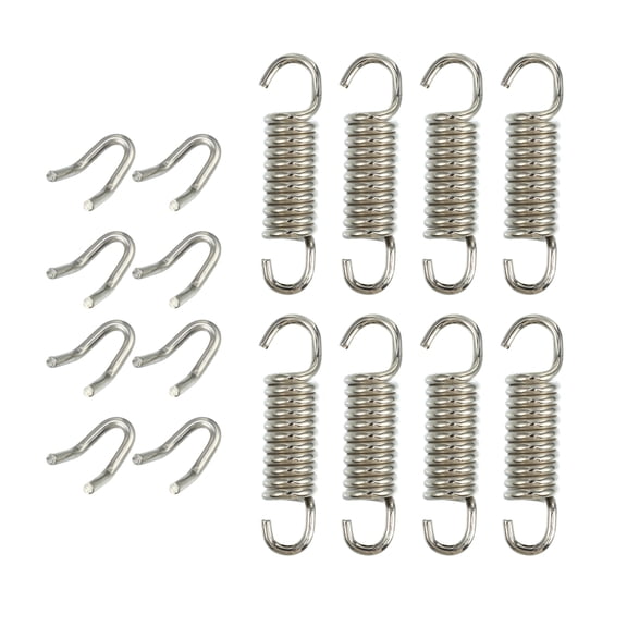 Unique Bargains 8 Set 43mm 1.69" Motorcycle Exhaust Pipe Spring with U Shape Hooks Stainless Steel Silver Tone