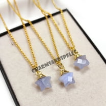 Blue Lace Agate Star Necklace, 14K Gold Plated blue lace agate necklace, dainty gemstone star necklace, Women Necklace, Gifts For Her