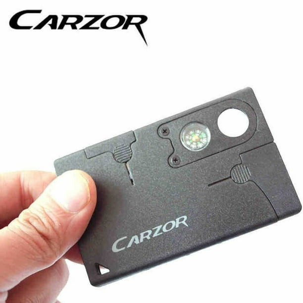 Carzor Credit Card Size Multi Tool 9in1 Compass Magnifier Knife