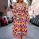 thumbnail image 4 of ICHUANYI Clearance Womens Fall Winter Vintage Dress Long Sleeve Print Dress(Pink, M) ICHUANYI WER2023081512959, 4 of 7