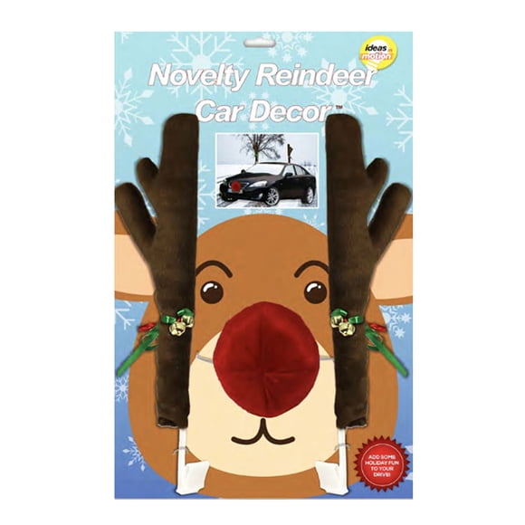 Novedad Reno Kit de decoración de coches Disfraz de coche Navidad Santa Claus Reno Holiday Cardecor 2 astas Ideas in Motion RCD-12-3109
