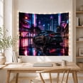 thumbnail image 5 of Black Sports Car on Neon City Street, Moody Digital Art for Car Enthusiasts, Urban Night Wall Art, Housewarming Gift, Tapestry Wall Hanging for Bedroom and Gaming Room, 5 of 7