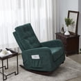 thumbnail image 2 of Triple Tree High Back Linen Fabric Living Room Rocking Chair with Side Pocket, Antique Green, 2 of 7