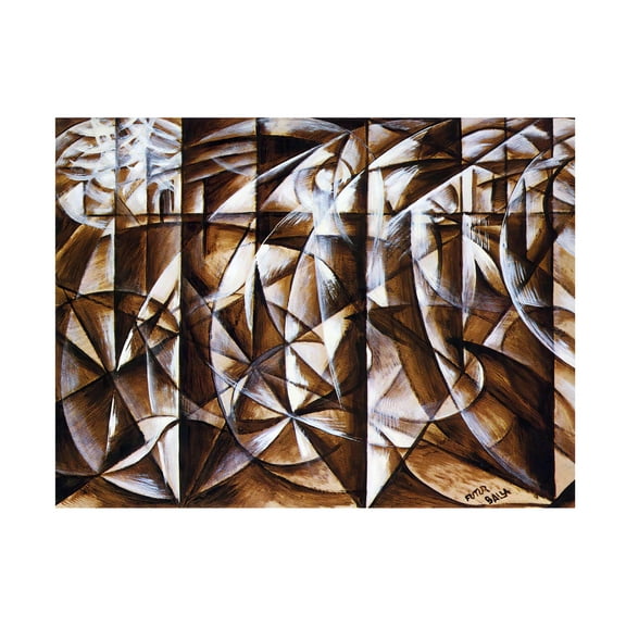 Canvas Wall Art - Vintage Lavoie 'Velocity Of Cars And Light by Giacomo Balla 1913' Wall Art for Living Room, Bedroom, or Office DÃ©cor by Trademark Fine Art - 19 x 14 Inches