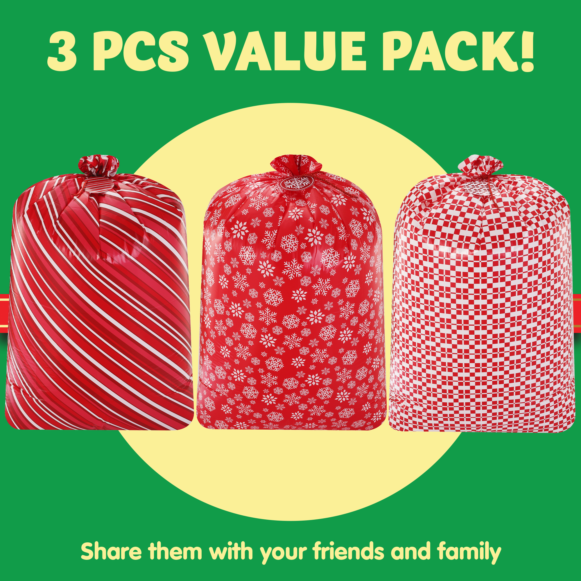 Joyfy Jumbo Christmas Plastic Gift Bags - 3 Pack photo 8