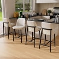 thumbnail image 4 of Genpo Bar Stools Set of 6, Upholstered Counter Height Bar Stools, Counter Stools 26 Inch Barstools with Back, Metal Legs and Textured Leather&Fabric for Kitchen Island Dining Room, White, 4 of 11