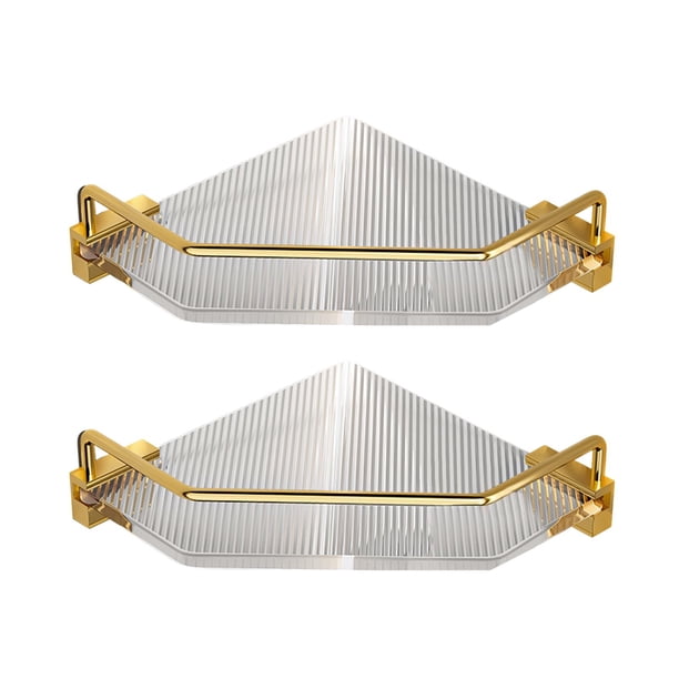 Estante de esquina para ducha, sin clavos, resistente, resistente al óxido, organizador triangular Doble Áurea