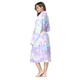 thumbnail image 5 of PajamaX Women's Long Fleece Robe with Shawl Collar, Side Pockets, Plush Warmth, Print Design (M, star), 5 of 7