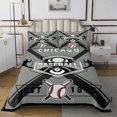 thumbnail image 2 of YST Sports Quilt Set Queen,Baseball Players Coverlet Set,Boys Bedspread Set,Baseball Bat Fan Bed Cover with 2 Pillowcases Lightweight Soft,Chicago W S, 2 of 4