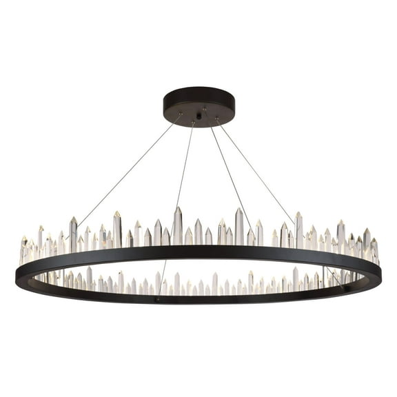 Elegant Lighting 1705D42 Malta 42" Wide Led Crystal Ring Chandelier - Grey