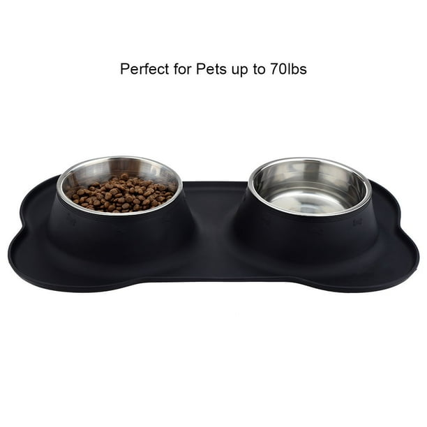 Large/Medium Dog Bowl Stainless Steel No Spill/NonSkid Silicone Mat