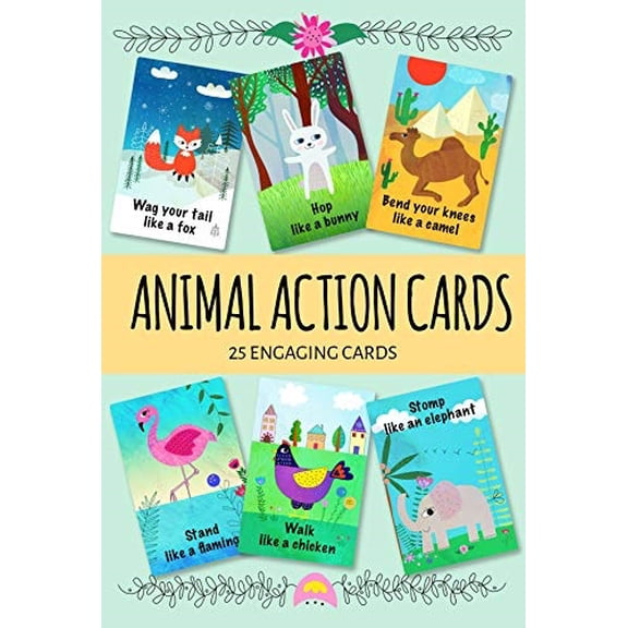 animal action cards. 25 engaging cards. card game for toddlers. active toddler game.