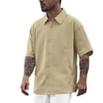 thumbnail image 2 of Mens Button Down Shirt Casual Lightweight Soft Shirts Comfortable Solid Color Beach Summer Clothing Khaki Size M, 2 of 5