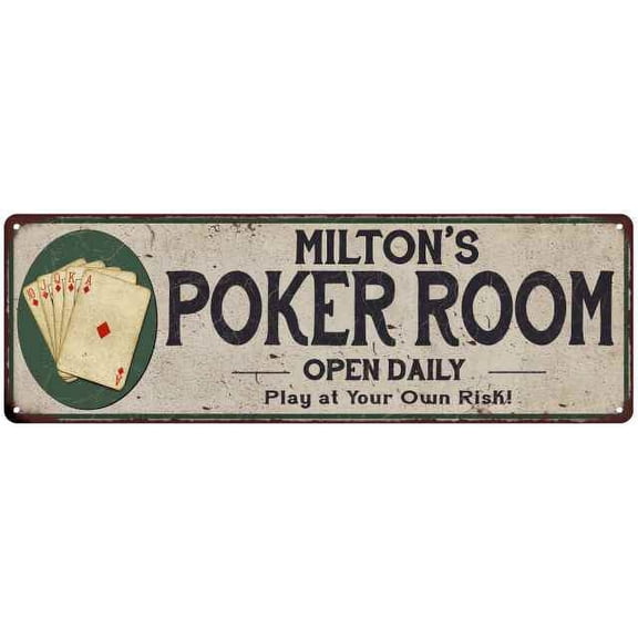 Milton's Poker Room Gift 6x18 Metal Sign Game Decor 206180048347