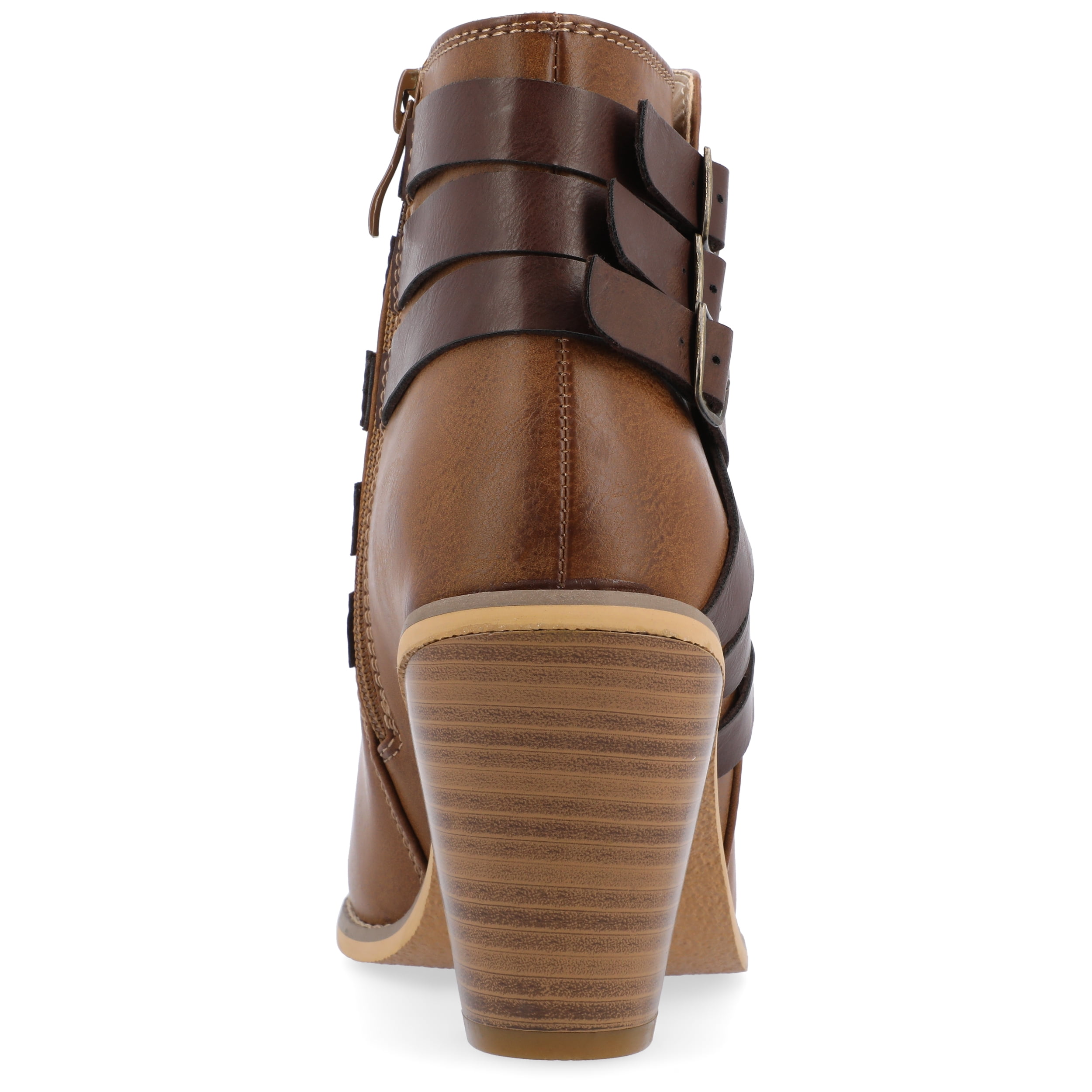 Journee Womens Strap Inside Zip Stacked Heel Booties, Widths Available
