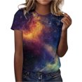 thumbnail image 2 of T-shirts Femmes Coupe Ample Mode Décontractée Col Rond Étoile Imprimé Scintillant Manches Courtes T-Shirts Surdimensionnés Orange m, 2 of 4