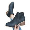 thumbnail image 4 of Mgmyaa Women's Martin Ankle Boots Lace Up Booties Mid Block Heel with Buckle, 4 of 9