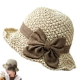 thumbnail image 2 of MEICHEN Retro Woven Bucket Hat for Women with Ruffled Bow Summer Mesh Foldable Sun Hat Summer Cloche Church Hat, 2 of 9