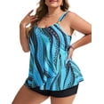 thumbnail image 3 of Traje de baño Hanna Nikole para mujer, talla grande, azul y verde con lunares, 3 of 6