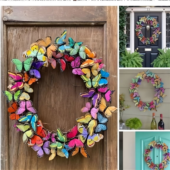 TUWAFE Summer Door Wreaths for Front Door,Spring Wreath,Simulated Garland Spring Decoration