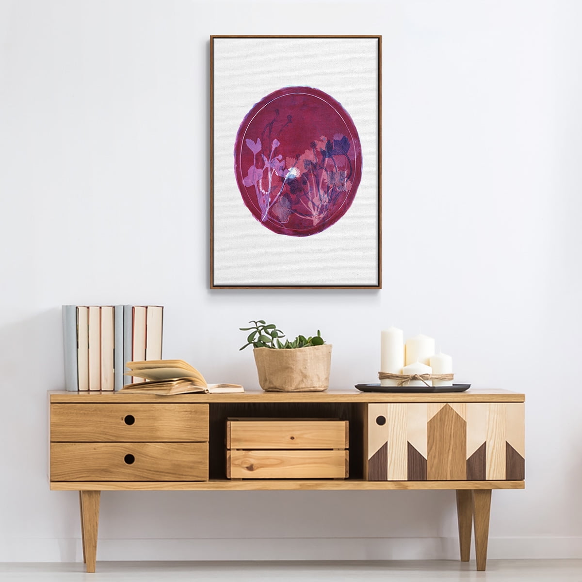 Strawberries and Forg II Framed Premium Gallery Wrapped Canvas - Ready to Hang - 17 x 25 - Walnut Floating Frame