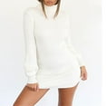 thumbnail image 7 of Hvot&aat Women's Knitted Dress Loose Turtleneck Dresses Oversize Long Pullover Sweater Dress Casual Long Sleeve Mini Dresses, 7 of 7