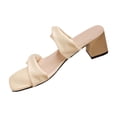thumbnail image 2 of Vibrex Womens Heels Sandals Block Heel Double Strap Summer Dressy Sandal Square Open Toe Heels Shoes Slip On Comfortable Leather Heel Sandals, 2 of 9