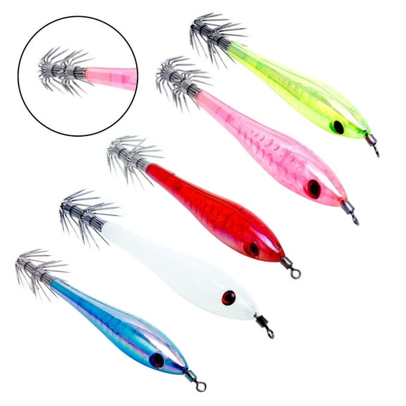 Opolski 5Pcs 10cm Luminous Squid Hook Cuttlefish Fishing Hard Lure Tackle Jigging Baits