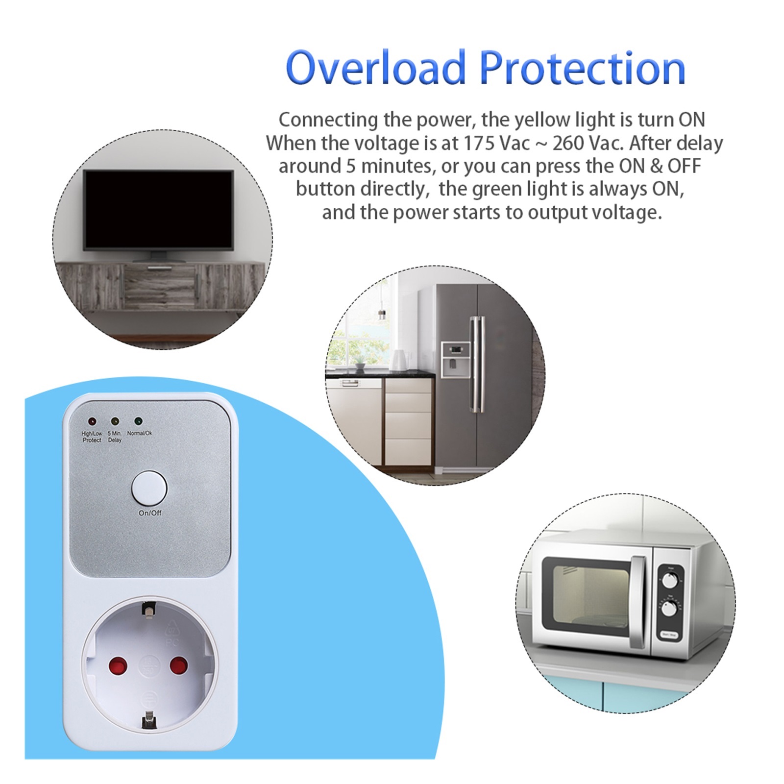 2pcs Surge Safe Protector Socket Voltage Protector Electrical Automatic Stabilizer For Refrigerator Switcher