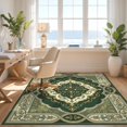 thumbnail image 3 of Design&I 3'x5' Ultra Soft Throw Mat, Damask Ornate Lattice Border Dining Table Round Circle Vintage Playful None Fluffy Washable Easy Care Indoor rug for Bedside Hallway, 3 of 7