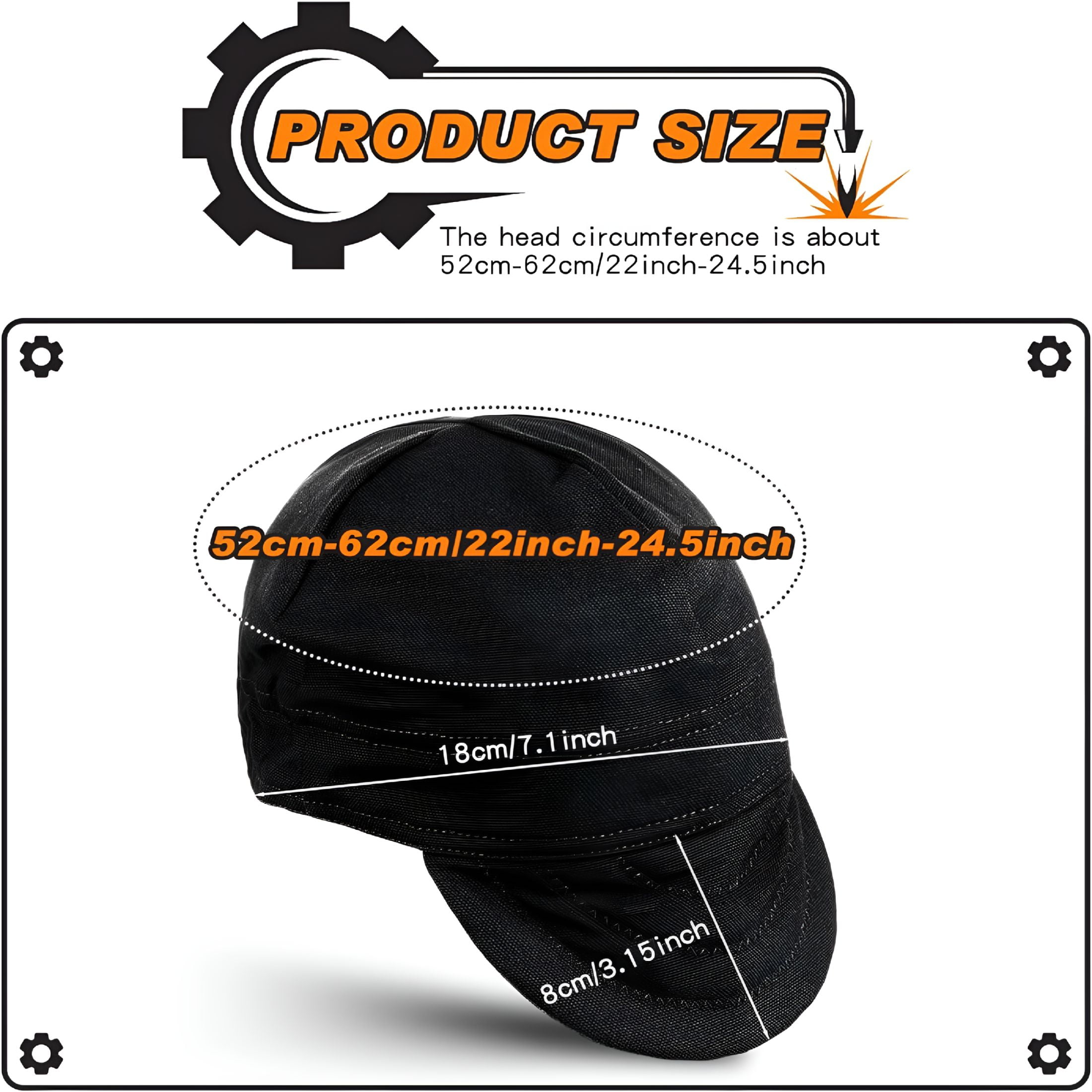 GJX 2026 New 3 Pcs Welding Caps Welding Hats for Men Flame Resistant Cotton Welders Caps Mesh Inside Liner Welding Helmet Beanie Elastic Low Crown Hat for Electrician Gas Station (Solid Color Style)
