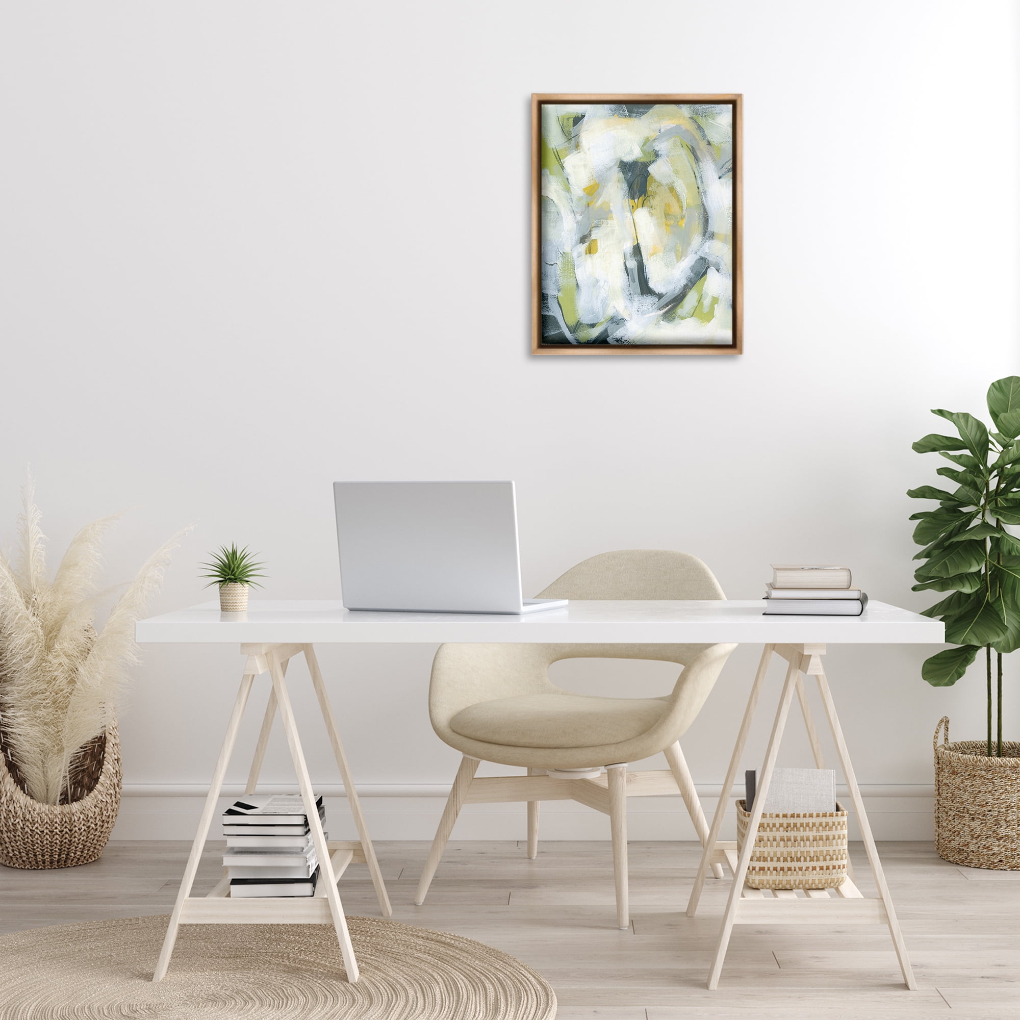 Stupell Industries Complex Abstract Distortion Abstract Painting Brown Floater Framed Canvas Art Print Wall Art, 17 x 21