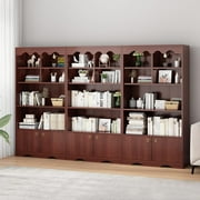 HELLONE 5 Tier Open Bookcase and Bookshelf, Modern Bookcase with Doors, Wood Bookcase Storage Organizer Shelf, 63 in Tall Display Storage Shelves for Bedroom Living Room Office, Brown