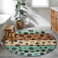 thumbnail image 4 of Round Area Rug 3 Ft, Teal Blue Brown Washable Non-Slip Circle Carpet for Living Room/Bedroom, Rustic Farmhouse Dog Paw Vintage Low-Profile Small Floor Mats Collection Rugs for Indoor, 4 of 7
