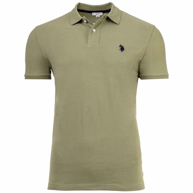 U.S. POLO ASSN. Polo para hombre - Piqué cardado, logotipo bordado, algodón Verde oscuro L (Large)