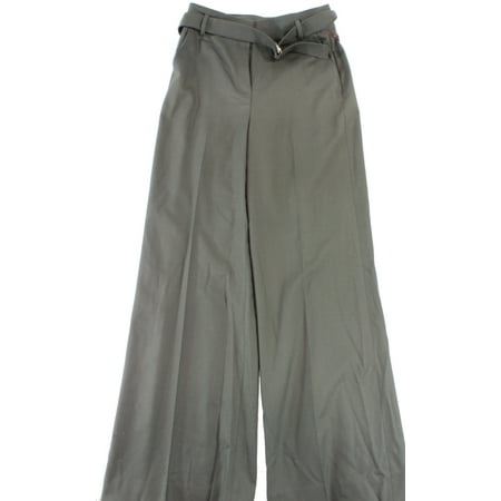 Belted Textured Wool Blend - Lewit Women's 12X34 Belted Dress Pants Wool Stretch
