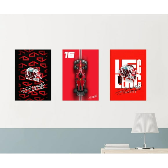 Pack of 3 - Formula 1 Charles Leclerc Canvas Wall Posters 8.3X11.7 inch (A4 Size) Paper Home Decor Art Poster For Bedroom, Living room, Office, No Frame